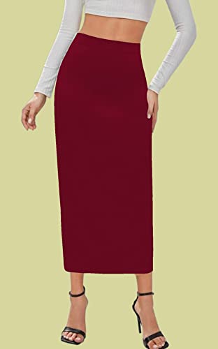 Image of Dream Beauty Fashion Casual Polyester Blend with Side Slit Black Skirt /Petticoat /Shapewear (Venue Skirt-1P)