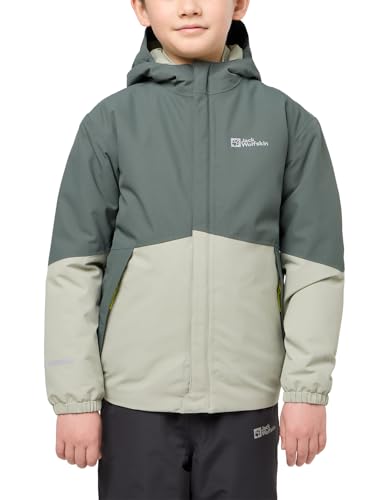 Jack Wolfskin Unisex Kinder Blocky Daunenjacke, Slate Green/Mint Leaf, 176 EU