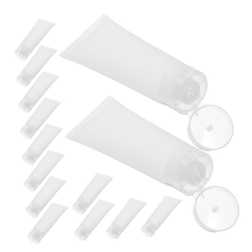 Mipcase 50 Piezas Unidades Tubos Rellenable Botellas Viaje Plástico Transparente con Tapa Abatible para Loción Crema Pasta de Dientes y Limpiador Portátil Spillproof