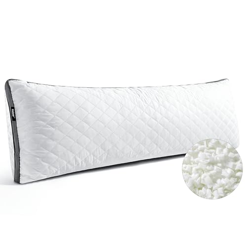 Rainmr Shredded Memory Foam Full Body Pillow, Long Hugging Bed Pillows for Adults, Breathable Extra-Firm Large Pillow for Side Sleep, Big Support Body Pillow for Sleeping (20 x 54 Inches)