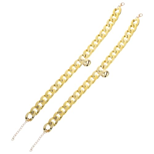 TOGEVAL 2Pcs Chain Dog Neck Ornament Stylish Pet Decorative Necklace for Festivals and Parties for Dogs Unique Design with Bell Durable Pet Accessory