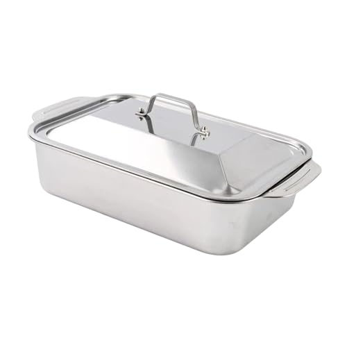 perfk Sartén para Mesa de, Bandeja para Asar, Bandeja de Agua Resistente a abolladuras, sartén para lasaña Rectangular para cazuelas, Buffet, Grande