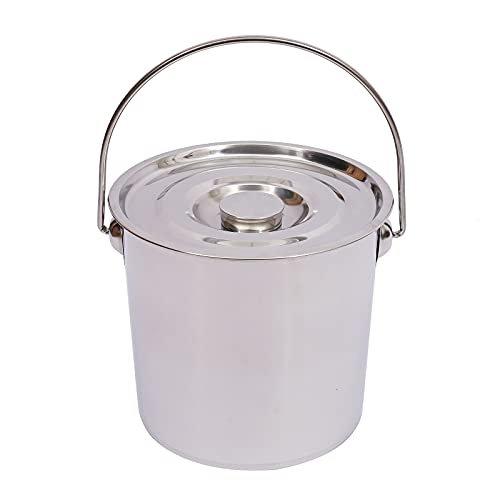 6L/12L/20L Edelstahl Eimer Kücheneimer Futtereimer Milcheimer Edelstahl Suppentopf Catering Kochtöpfe Suppentopf Mit Deckel, Verstärkte Seitengriffe Aus Edelstahl (20L)