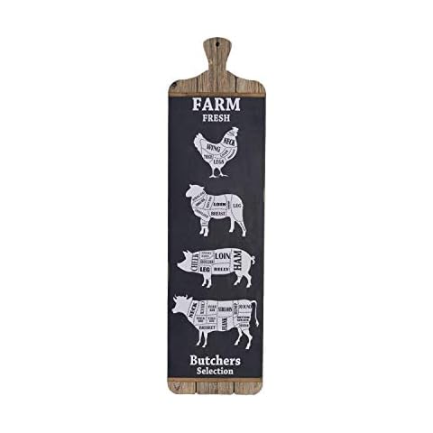 NIKKY HOME Farmhouse Wall Decor Farm Fresh Butcher Shop Meat Cuts Prints Butchers Selection Chart Guide Diagram Beef Pork Chicken Cuts Restaurant Plaque Sign Cover