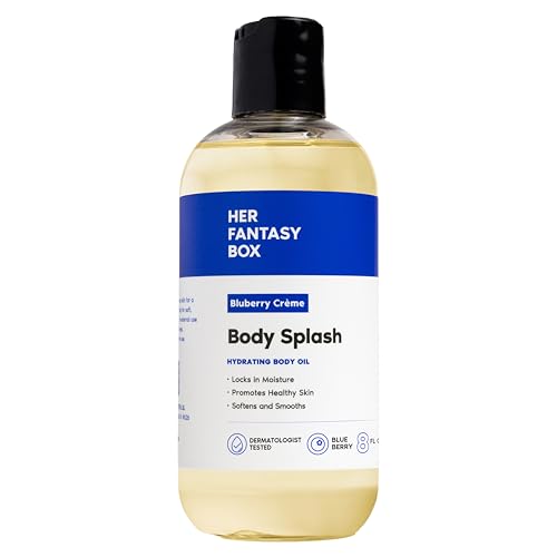 Her Fantasy Box | Body Splash Blueberry Crme Fragrance Oil Fruity Creamy Berry Scent with Vanilla Sugar & Citrus Notes Lightweight Hydrating Body Oil Vegan & Cruelty Free
