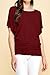 Lock and Love LL WT742 Women's Versatile Casual Short Sleeve Dolman Top – Loose Fit Boat Neck XXL Wine