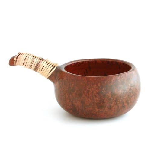 Bitto Encensoir Bol d'encens ATUM en Terre Cuite avec Une poignée en Raphia, L: 21 cm, H: 6 cm, Ø 11 cm