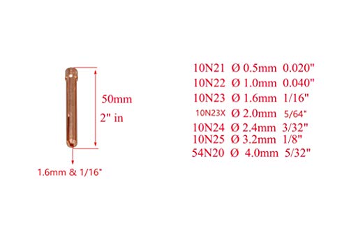 Image of RIVERWELD TIG Welding Collet 10N23 1 /16 inch & 1.6mm Orifice 10pcs | for QQ300 PTA DB SR WP 17 18 26 TIG Welding Torch