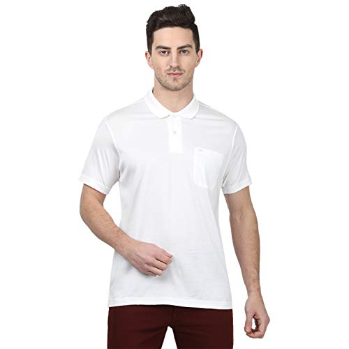 Image of Monte Carlo Mens White Plain Collar T-Shirt |22203606-1