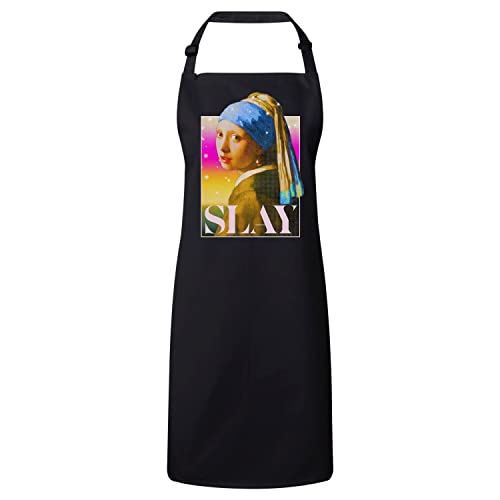 Tablier noir Vermeer parodie pour animer vos soirées cuisine entre amis