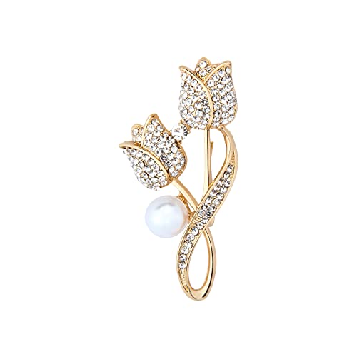 Image of wynameleri Women Brooches and Pins Flower Fashion Rhinestone Pin Gold Decorative Pins for Ladies Men