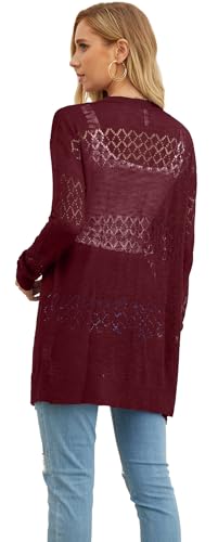 Image of GRECERELLE Lightweight Cardigan Sweaters for Women Crochet Knit Open Front Long Sleeve Loose Casual Boho Summer Beach Coverup