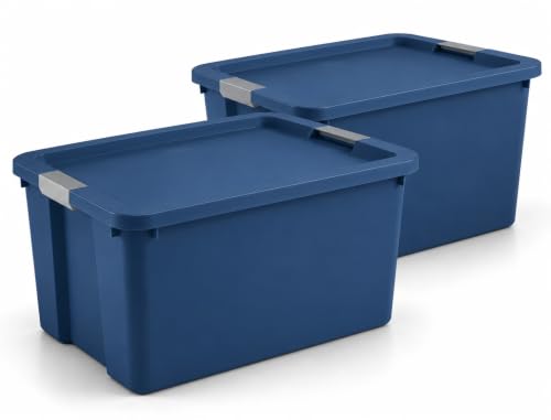 34 Gallon Storage Totes with Lids, 2-Pack, Large Garage Storage Bins