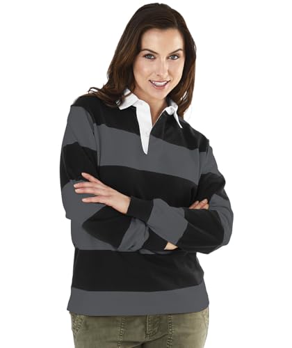 Image of Charles River Apparel Unisex Classic Rugby Shirt, Premium Cotton Jersey with Yarn-Dyed Stripe Design