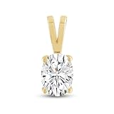 Everyday Elegance 14K Yellow Gold Cubic Zirconia Solitaire Pendant for Women Oval Cut 1.0 CTW | With Gift Box