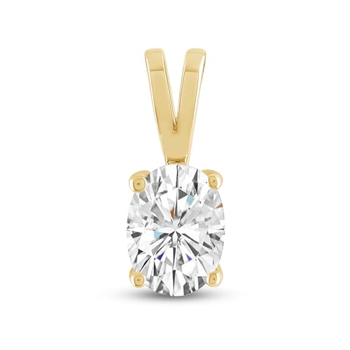 Everyday Elegance 14K Yellow Gold Cubic Zirconia Solitaire Pendant for Women Oval Cut 1.0 CTW | With Gift Box