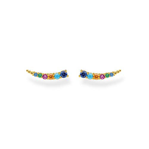 THOMAS SABO Pendientes Trepadores Piedras de Colores Plata Chapada en Oro H2158-488-7, Oro/Multicolor
