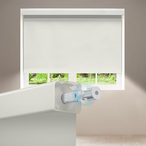 ColourTree Customized Blackout Blinds Free-Stop Cordless Roller Shades Thermal-Insulated Window Blind, Easy Install Room Darkening Shades for Home, Office, Bedroom (Light Beige, 91'' W x 72'' H)