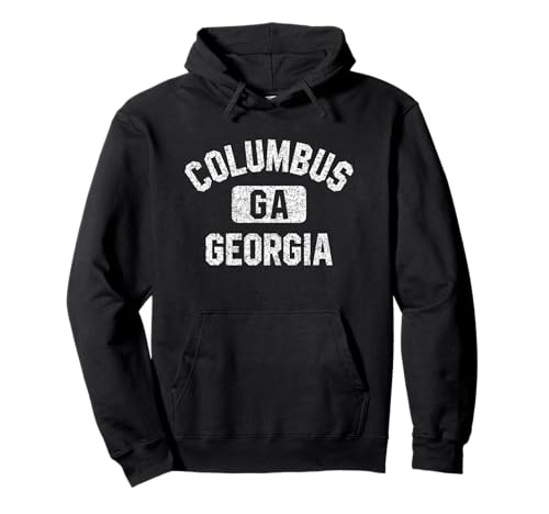 Columbus GA Gym Style White Print Hoodie