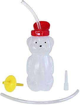 ARK Bear Bottle Kit to Teach Straw Drinking, Food-Grade Honey Bear Straw Cup with One-Way Valve, Sippy Cup Alternative