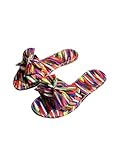 GORGLITTER Women's Summer Bow Colorful Flat Sandals 2025 Rainbow Open Toe Dressy Beach Trendy Slide Sandals Multicolor 9.5