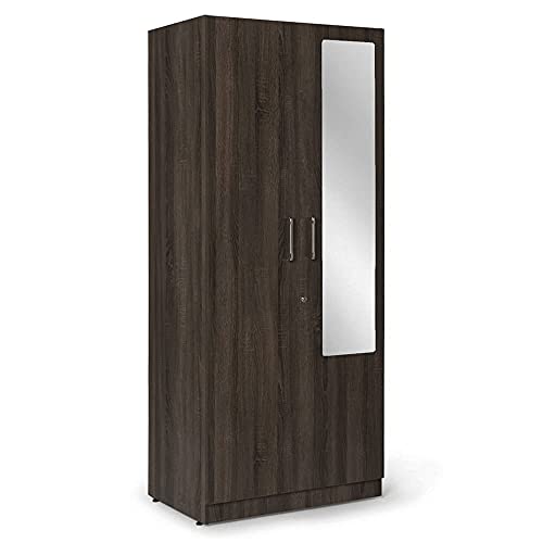 Image of Wakefit Wardrobe | 1 Year Warranty | Engineered Wood Almirah, Cupboard for Clothes Storage | 2 Door, Mirror, Drawer, 1 Hanging Space | Gingham - Napa Oak
