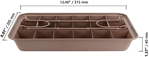 ZOENHOU 2 Sets Brownie BakingTray with Dividers,Non Stick 18 Square Cavity Precut Brownie Bakeware Cake Pans for Slices, 12 x 8 x 1.57 Inch (31 x 20 x 4 cm)