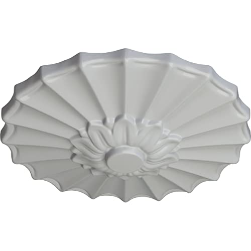 Image of Ekena Millwork CM09SHFRF 9 inchOD X 1 3 /8 inchP Shakuras Ceiling Medallion Fits Canopies Up to 1 3 /8 inch, Frost