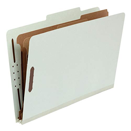 Amazon Basics Classification Folder- 100% Recycled, 2 Dividers, 2-Inch Embedded, Legal, Light Green, 10-Pack