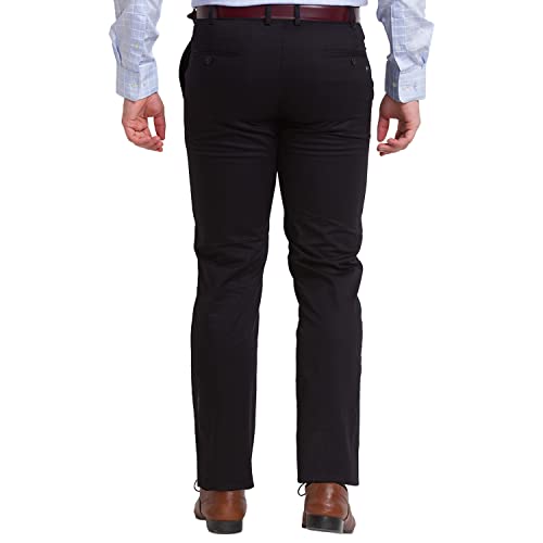 Image of Park Avenue Men's Cotton Blend Solid Pattern Super Slim Fit Flat Front Formal Chinos