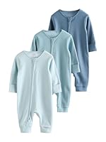 NEXT Baby Jungen Fußlose Babyschlafanzüge mit Zweiwege-RV, 3er-Pack Blau 68-74