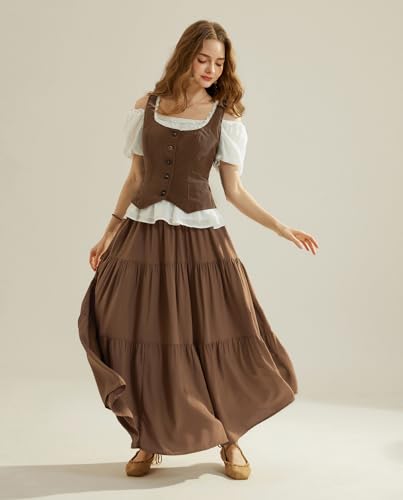 Scarlet Darkness Women Renaissance Corset Vintage Button Down Corduroy Pirate Waistcoat Vest4