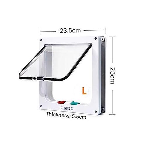 HelloCreate Pet Door,4 Way Locking Cat Flap Door,Pet Door for Cats & Puppy,Weatherproof Pet Door for Interior Exterior Door Window Wall