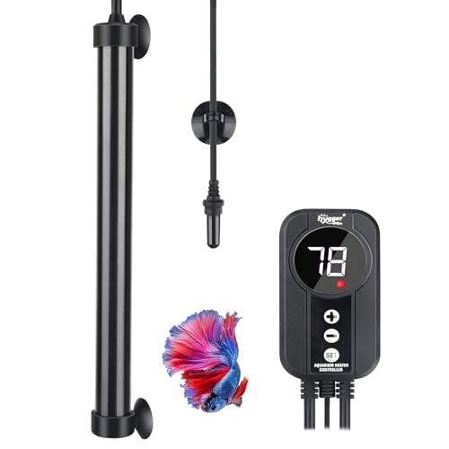 hygger Marine Aquarium Heater 500W,Titanium Heater with Digital LED Controller & Temperature Probe,Submersible Fish Tank Heater with Temperature Calibration,for Saltwater Freshwater Tank 70-80Gallon