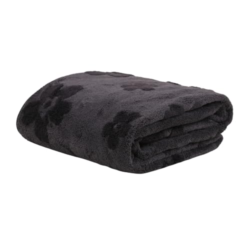 Image of HANKER Ultra Luxury Large /Full Size Plush Bath Towel | Dark Black Colour Blossom Super, Very Soft On Skin, Luxurious Fabric, Pure Polyamide, 70x140cm, 500GSM