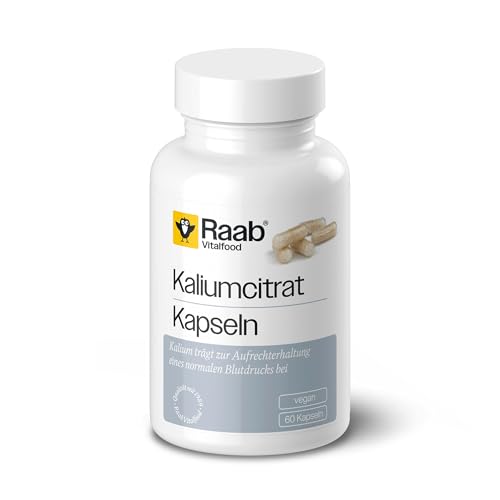 Raab Vitalfood® Kaliumcitrat Kapseln (60 Stück) - Kalium trägt zur Aufrechterhaltung eines normalen Blutdrucks bei, als organische Citratverbindung, nur 2 Kapseln pro Tag, Vegan, ohne Zusätze