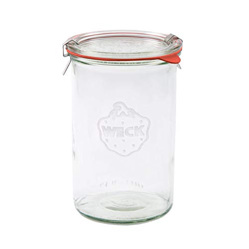 WECK 782 1000ml Wide Mouthed Storage Jar Including Glass Lid Seal & Clamps for Sourdough Preserving Canning Yoghurt Kimchi Jam