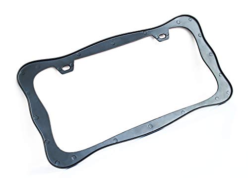 Creathome 3D Shining License Plate Frame, Black Powder Coated with Chunky Gliter, Pure Zinc Alloy Metal