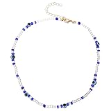SHOWERORO Collar de Clavícula de Cuentas de Arroz Multicolor Ojo Azul, Cadena Delicada para Mujer y Adolescentes, Joyería Ligera para Verano y Playa, Accesorio Moderno de Moda