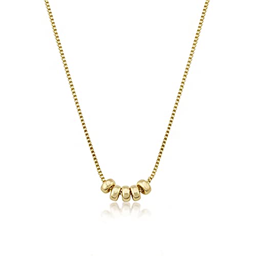 14K Gold Five Ball Beads Necklace | 14K Gold Necklaces For Women | Small Beads Pendant Necklace | Dainty Round Jewelry | Gifts For All Occasions #TOP15