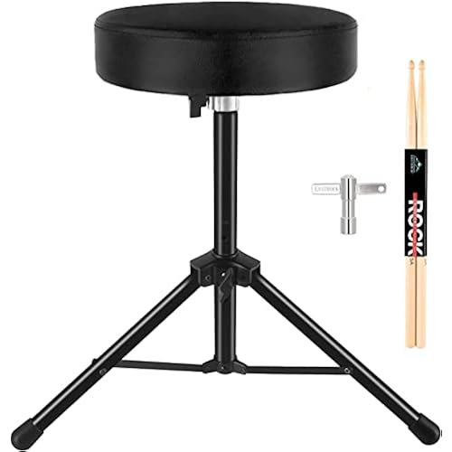 EASTROCK Drum Throne,Padded Drum Seat Drumming Stools with Anti-Slip Feet for Adults and Kids Drummers (Black)