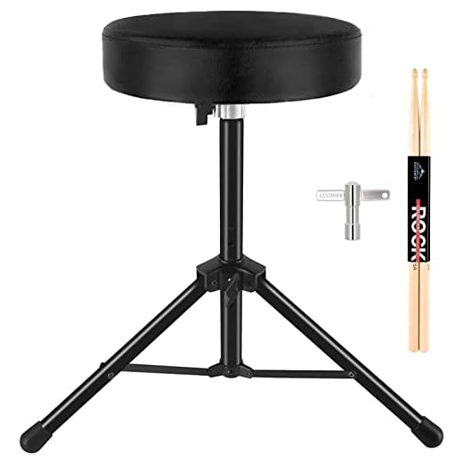EASTROCK Drum Throne Universal Adjustable Height Drum Stools, Padded Drum Seat Stool Portable Folding Drum Chair with Anti-Slip Feet for Adults Kids Drummers,Black