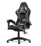 bigzzia Gaming Chair, Ergonomic PU Leather Office Chair, Adjustable Height, with Lumbar & Headrest Support, Reclining Backrest to 155°, Gaming Chair for Adults and Children (Gray)