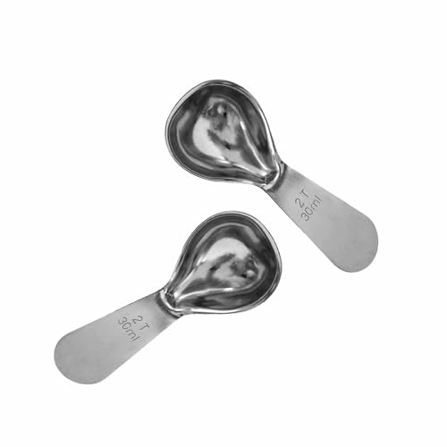 2PCS Stainless Steel Coffee Scoops, 2 Tbsp Measuring Spoons (30ml), Short Handle Tablespoons for Coffee, Tea, Sugar, Kitchen Gift Set (Silver)