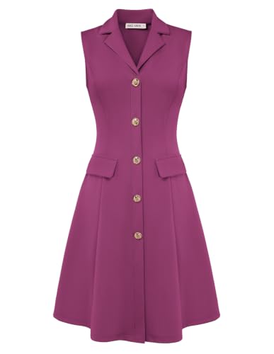 Image of GRACE KARIN Women's Sleeveless Button Down Work Professional Dresses