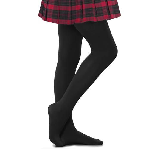 Grewoo Girls' 60D Feetless Dance Tights - Soft Microfiber Ballet Tight for Students, Practice and Training (6-8 Years, black)
