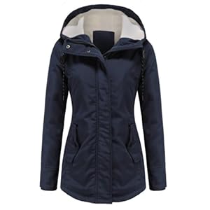YYNUDA Femme Hiver Parka à Capuche Manteau Hiver Chaud à Capuche Veste Long Bleu L
