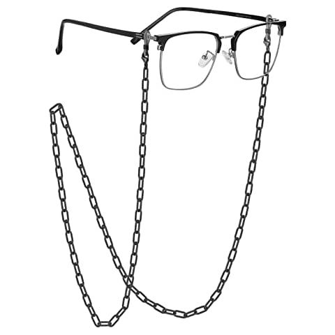 EPIRORA Glasses Chain for Women Men - Sunglasses Strap Face Mask Holder Lanyard PaperClip Chain Necklace, Anti-lost String for Glasses Retainer, Black Cover