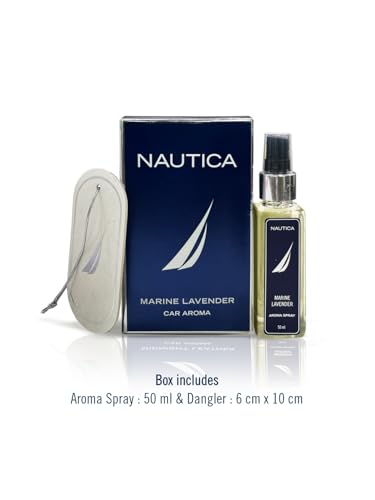 Image of NAUTICA Luxury Car Fragrance Spray with Hanging Tag Card | Midnight Leather | 50ml premium Car Air Freshener | 300+ Sprays | Long Lasting Car Freshener | Car Odour Remover