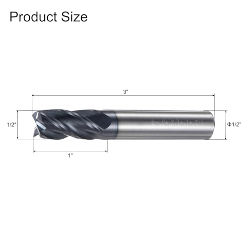 Image of uxcell 5pcs End Mill 1 /2 inch x 1 inch 4 Flutes Spiral Helical Groove Tungsten Steel Straight Shank CNC Milling Bits for Aluminum Steel Cutting Metalworking